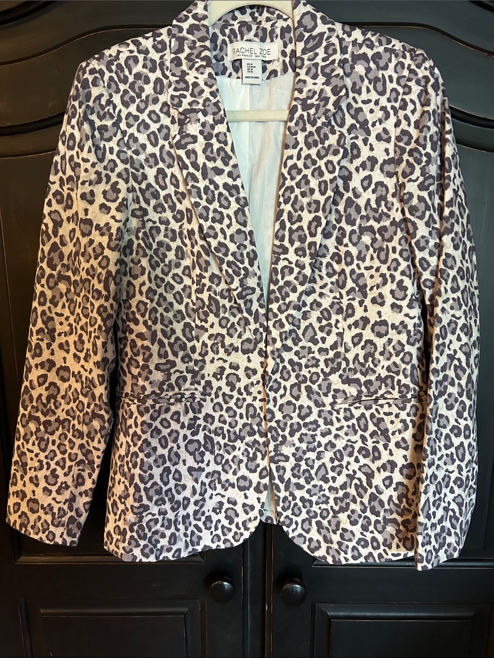 Rachel Zoe Leopard Print Blazer in Cream and Gray Sz M NWOT Linen/Cotton